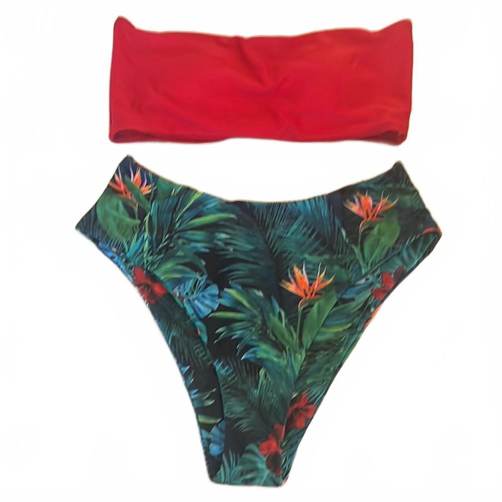 Tropical‎ Print High-Waisted Bikini Set NWOT